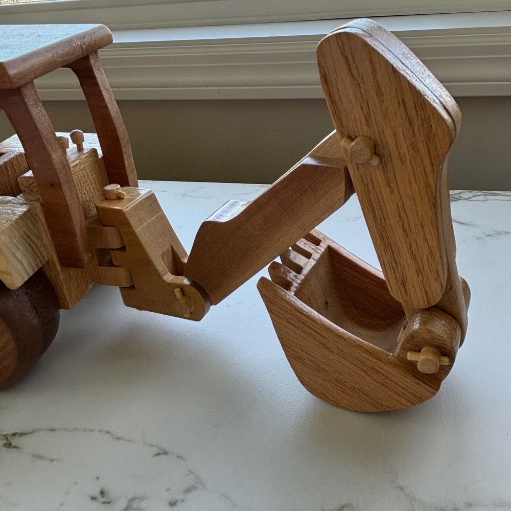 Handcrafted Wooden Excavator Backhoe Loader Heavy Equipment Construction Model - Picture 4 of 15